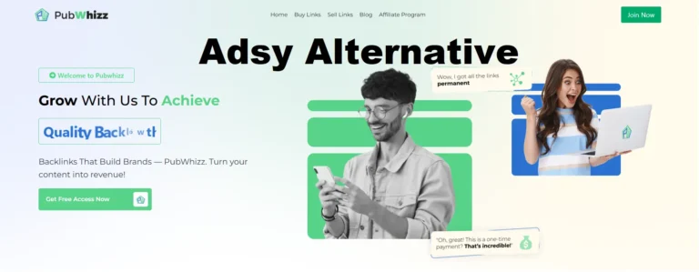 PubWhizz displayed as the best Adsy alternative for guest posting and link building
