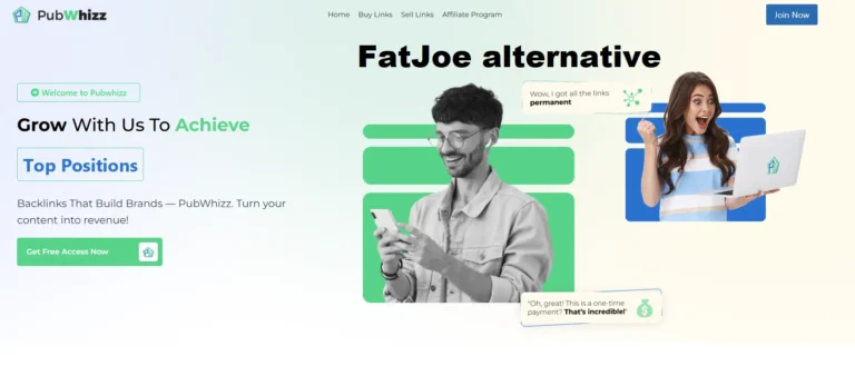 FatJoe alternative comparison showing Pubwhizz as the best competitor with 35000 sites network